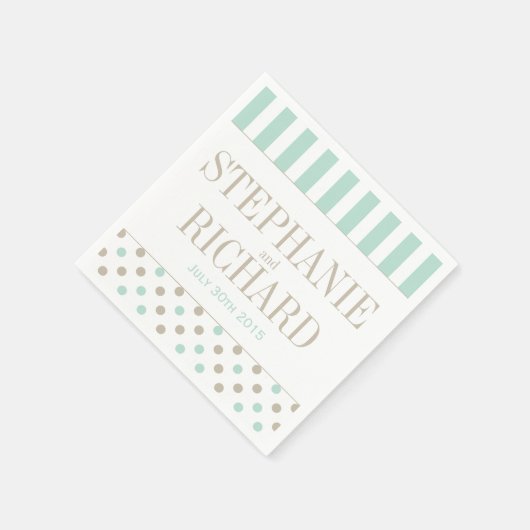 SERVIETTE EN PAPIER MINT BISQUE POINTS STRIPES PAPIER NAPKINS (Coin)