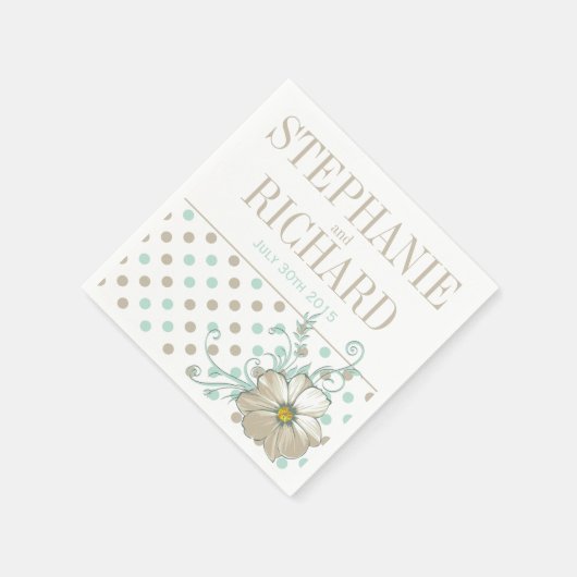 SERVIETTE EN PAPIER MINT BISQUE POINTS STRIPES PAPIER NAPKINS (Coin)