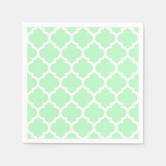 Serviette En Papier Mint Blanc Marocain Quatrefoil Motif #5 (Devant)