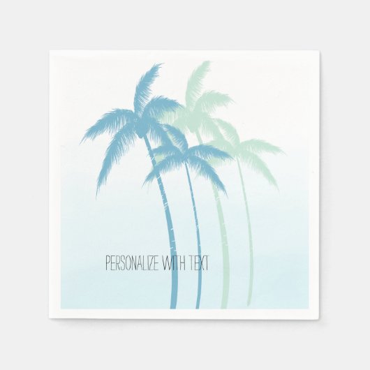 Serviette En Papier Mint Blue Tropical Palm Trees Ombre (Devant)