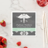 Serviette En Papier Mint Chalkboard Caduceus Nursing School Graduation (En situation)