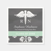 Serviette En Papier Mint Chalkboard Caduceus Nursing School Graduation (Devant)