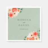 Serviette En Papier Mint Green Boho Orange Fleur sauvage Mariage (Devant)