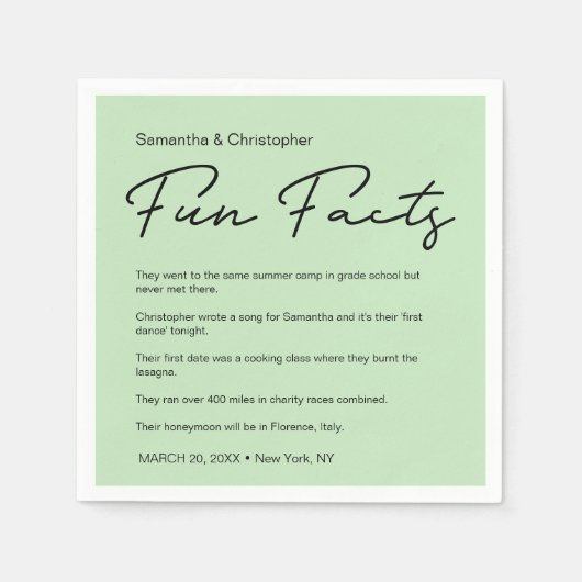 Serviette En Papier Mint Green Custom fun fact Personnalisé (Devant)