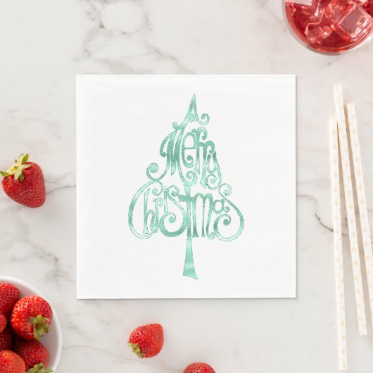 Serviette En Papier Mint Green Glam Noël (En situation)