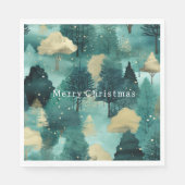 Serviette En Papier Mint Green Gold Trees Noël (Devant)