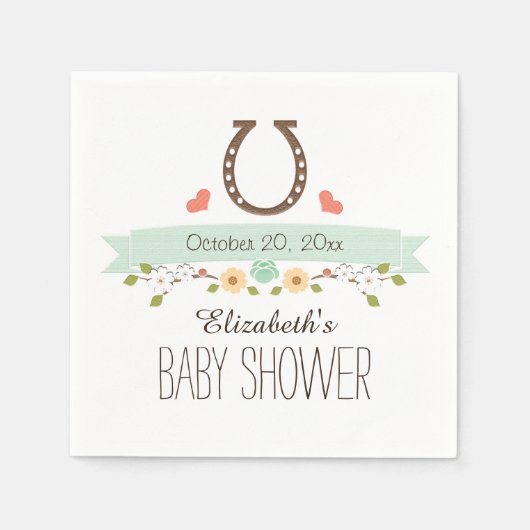 Serviette En Papier Mint Green Horseshoe Baby shower occidental (Devant)