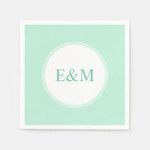 Serviette En Papier Mint Green Modèle Moderne Élégant Monogramme (Devant)