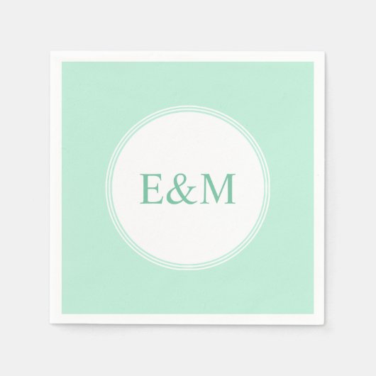 Serviette En Papier Mint Green Modèle Moderne Élégant Monogramme (Devant)