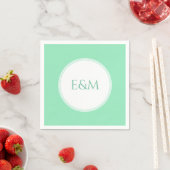 Serviette En Papier Mint Green Modèle Monogramme Moderne Élégant (En situation)