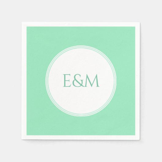 Serviette En Papier Mint Green Modèle Monogramme Moderne Élégant (Devant)