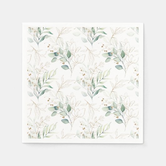 Serviette En Papier Mint Green Pastel Floral Greenery Motif (Devant)