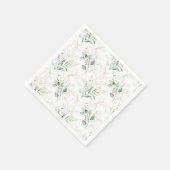 Serviette En Papier Mint Green Pastel Floral Greenery Motif (Coin)