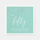 Serviette En Papier Mint Green Silver Confetti 50e fête d'anniversaire (Devant)