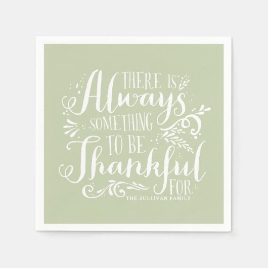 Serviette En Papier Mint Green toujours remercier Citation Thanksgivin (Devant)