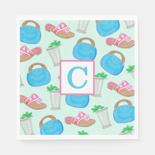 Serviette En Papier Mint Julep Bermuda Sac Preppy Initail Derby (Devant)