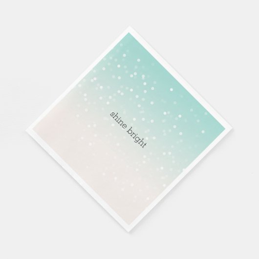 Serviette En Papier Mint Ombre White Bokeh Confetti (Coin)