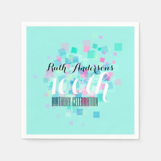 Serviette En Papier Mint Pastel Couleurs 100e Anniversaire P Napkin (Devant)