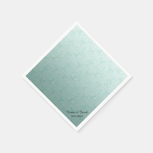 Serviette En Papier Mint Vert Damas personnalisé mariage serviettes (Coin)