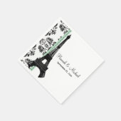 Serviette En Papier Mint Vert Damask Tour Eiffel Mariage (Coin)