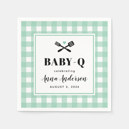 Serviette En Papier Mint Vert En vichy Plaid Baby Q (Devant)