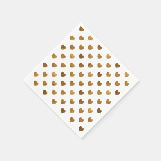 Serviette En Papier Minuscule Gold Glittered Hearts Motif Cocktail Nap (Coin)