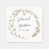 Serviette En Papier Minuscule monogramme mariage Feuille et Bellflower (Devant)