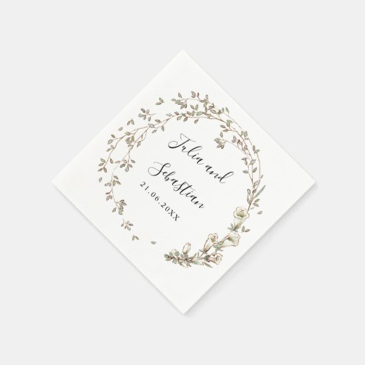 Serviette En Papier Minuscule monogramme mariage Feuille et Bellflower (Coin)