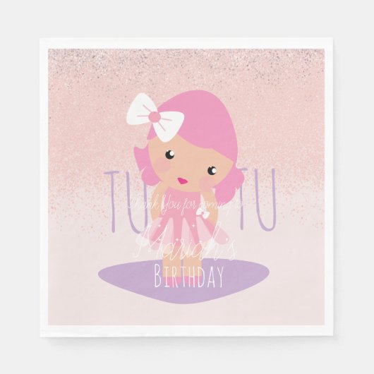 Serviette En Papier Minuscule Tutu fille's Birthday Cartoon Parties sc (Devant)