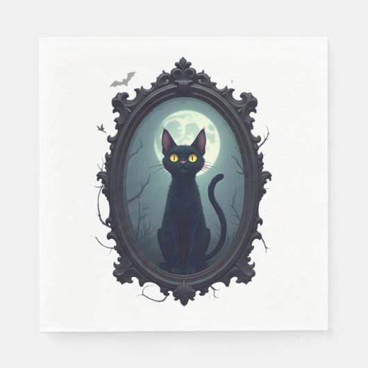 Serviette En Papier Miroir de chat hanté (Devant)