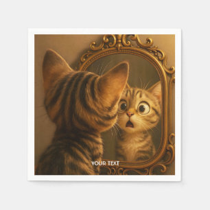 Serviette En Papier Miroir de chat surpris fantaisie mignon