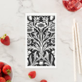 Serviette En Papier Miroirs's Acorns et chêne Feuille noir et blanc (En situation)