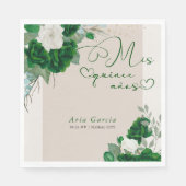 Serviette En Papier Mis Quince Anos Emerald Green Floral Quinceanera (Devant)