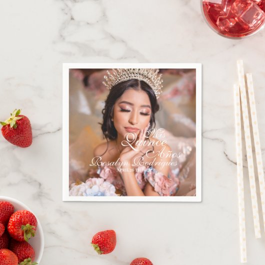 Serviette En Papier Mis Quince Anos Quinceanera photo 15e anniversaire (En situation)