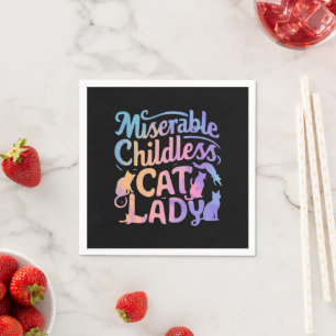 Serviette En Papier Misérable chatte sans enfant dame
