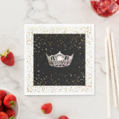 Serviette En Papier Miss America Silver Crown Gold Stars Papier Napkin (En situation)