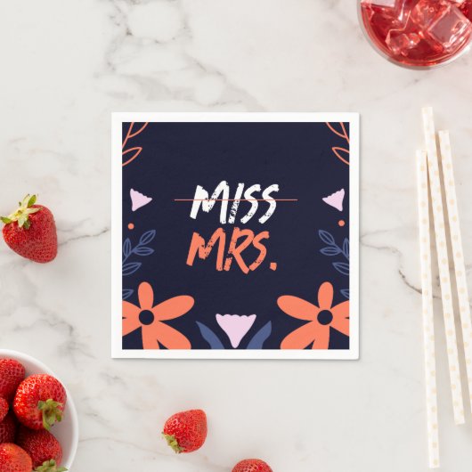 Serviette En Papier Miss To Mrs. Enterrement de Vie de Jeune Fille (En situation)