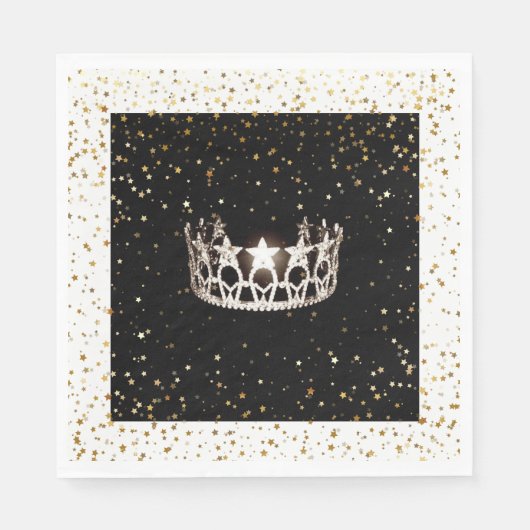Serviette En Papier Miss USA Silver Crown Gold Stars Papier Napkin (Devant)