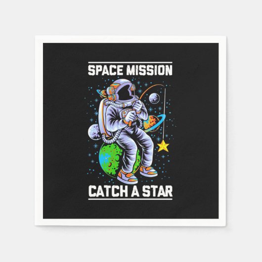 Serviette En Papier Mission spatiale astronaute Attraper une étoile (Devant)