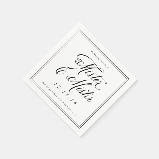 Serviette En Papier Mister & Mister Mariage serviettes en noir et blan (Coin)