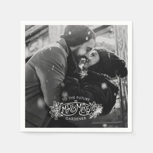 Serviette En Papier Mistletoe de la partie d'engagement ajouter votre  (Devant)