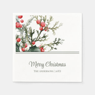 Serviette En Papier Mistletoe moderne Joyeux Noël