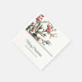Serviette En Papier Mistletoe moderne Joyeux Noël (Coin)
