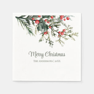 Serviette En Papier Mistletoe moderne Joyeux Noël