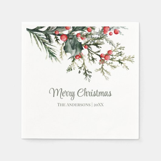 Serviette En Papier Mistletoe moderne Joyeux Noël (Devant)