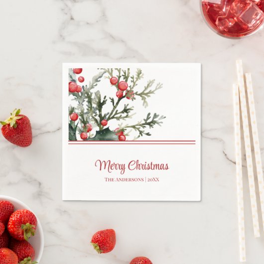 Serviette En Papier Mistletoe moderne Joyeux Noël (En situation)