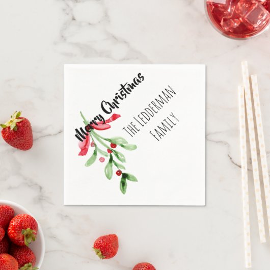 Serviette En Papier Mistletoe - Napkin de Noël (En situation)