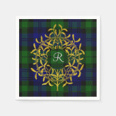 Serviette En Papier Mistletoe Or Monogramme Plaid Blackwatch (Devant)