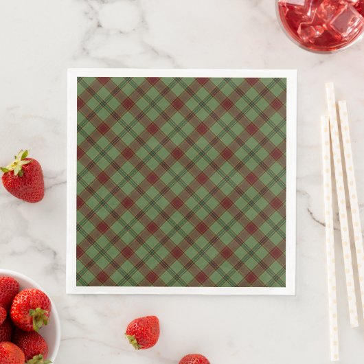 Serviette En Papier Mistletoe & Plaid Holly (En situation)