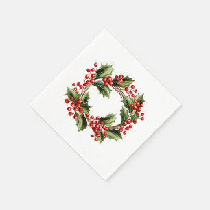 Serviette En Papier Mistletoe traditionnelle : serviettes de Noël Snow